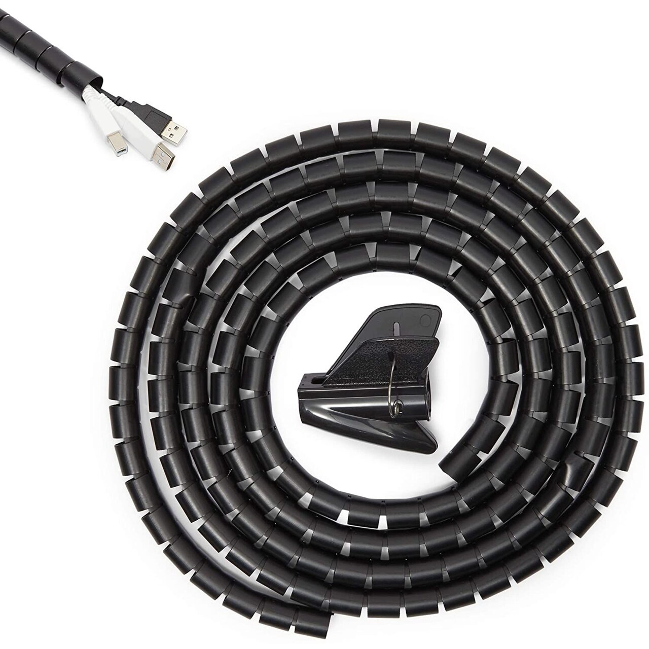 0.8" Flexible Cable Sleeves Organizer for Wires and Cords, Black